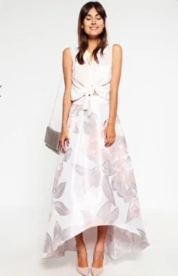 ex Coast Hi Low Blush Jacquard Wedding Races Prom Formal Cocktail Occasion Skirt - Image 1 of 4