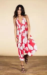 Tanzende Leopard Genie Boho Paisley Blumenmuster Overall Einheitsgröße 8-16 All in One rot - Bild 1 von 1