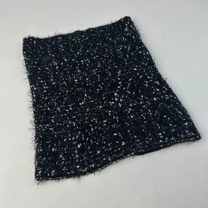 Betsey Johnson Thick Infinity Scarf Black Silver Fuzzy Knit 30 x 13 Y2K 80's VTG - Picture 1 of 8