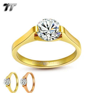 TT Stainless Steel 1.25 Carat Engagement Wedding Band Ring Choose Colour (R187) - Picture 1 of 3