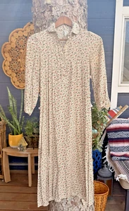 Vintage David Silverman London Prairie Dress XS Viscose Long Sleeve Collar Midi - Bild 1 von 10