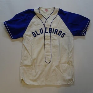 Vintage Lowe And Campbell Baseball Jersey Size 36 (Small) White/Blue - Picture 1 of 15