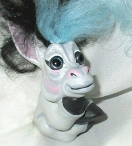 DONKEY TROLL 3" ooak doll Restore 2-tone new hair/paint black blue DAM finger - Picture 1 of 5