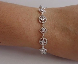PULSERA TENIS MULTICAPA 3,50 CT DIAMANTE CREADO EN LABORATORIO PLATA DE LEY 925 7"" - Imagen 1 de 9