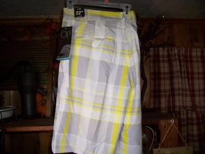 OCEAN PACIFIC MENS STRETCH SWIMMING TRUNKS SIZE 28 COLOR YELLOW PLAID 22 INCH  - Picture 1 of 1