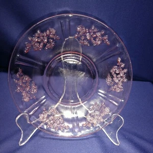 Rosa Federal Depression Glas Untertasse 5,75" Sharon Kohl Rosenmuster - Bild 1 von 5