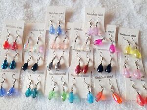 Joblot 50 Pairs Mixed Colour Glass crystal beads Earrings - NEW wholesale A