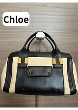 Chloe Alice Leather Handbag Ivory Black Women's Authentic