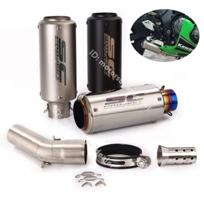 Tubo de escape corto sistema silenciador deslizable para Kawasaki Ninja ZX6R 2009-2022 Foto 1 de 4