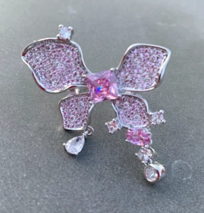 Imitation Big Luxury Pink Diamond Pastes Butterfly ring Adjustable Gift for her - Picture 1 of 7