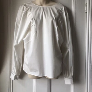 Brandneu mit Etikett M&S Größe 12 Autogramm weiche weiße Bluse V-Ausschnitt geraffte Ärmel Knopf - Bild 1 von 9