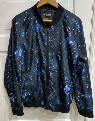 RHUDE Bellissima giacca bomber blu Nebula Galaxy taglia media