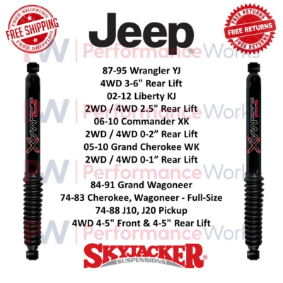 Par de amortiguadores Skyjacker para Jeep Grand Wagoneer, Cherokee, Commander, Wrangler YJ Foto 1 de 4