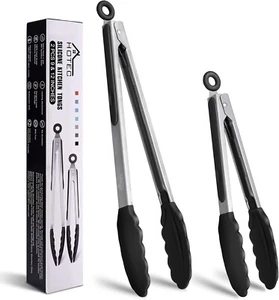 Premium Edelstahl abschließbare Küchenzange mit Silikonspitzen, Set von 2-9" & 12" - Bild 1 von 9