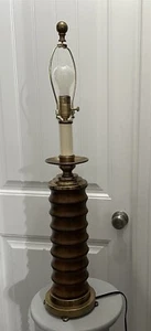 Wildwood Lamps Waves on Wood Table Lamp Antique Brass Trim - Picture 1 of 9