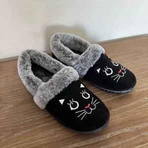 Women’s Skechers Bobs Too Cozy Meow Pajamas Black Size 7.5 Memory Foam Slippers - Picture 1 of 8