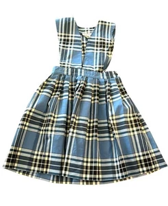 Dennis Girls 10 G10 Catholic School Uniform Plaid Pleated Jumper Navy Light Blue - Picture 1 of 5