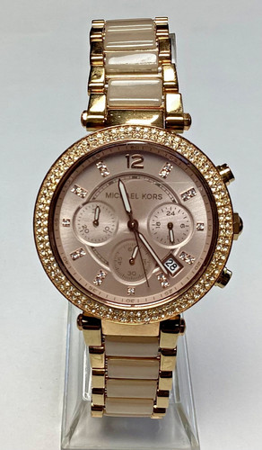 Orologio Michael Kors donna oro rosa gemma multi quadrante MK 5896 data batteria nuova