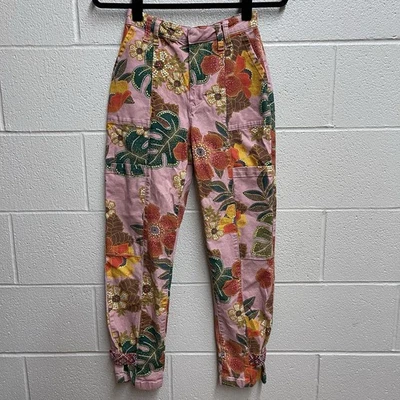 "Pantalones cargo Farm Rio Anthropologie para mujer Esperanza florales talla XS cintura 25""" Foto 1 de 4