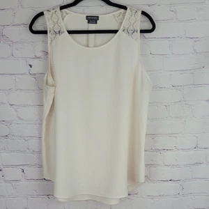 Van Heusen Cream Sleeveless Blouse/top With Lace Shoulders. Size XL - Picture 1 of 7