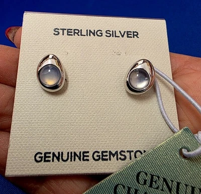 Sundance Catalog .925 Sterling Silver Genuine Chalcedony Earrings  - NEW - Image 1 of 4