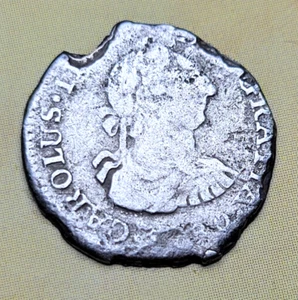 1780 Spanish Half Reales Treasure Coin From The EL CAZADOR Shipwreck Encased - Picture 1 of 4