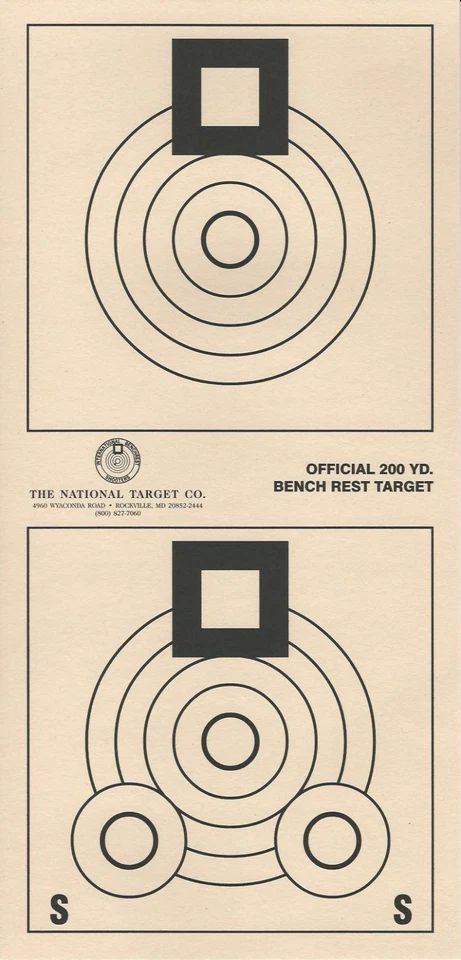 NATIONAL TARGET (20) IBS 200 BR 200 Yard Bench Rest Targets, Heavy Paper, 8" x 16.5", SHIPS FREE