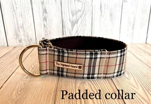 Classic Caramel Neoprene Padded Handmade Fishtail Martingale Dog Collar - Picture 1 of 6