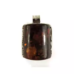 Colgante Tibetano Plata Repoussé Resina Fenólica - Imagen 1 de 2