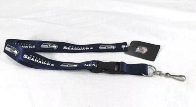 Seattle Seahawks Blue White Lanyard Key Chain Detachable Buckle NFL 24” - Image 1 of 2