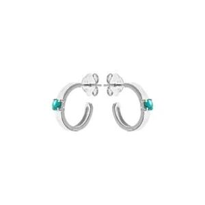 Turquesa Huggie Aro Pendientes Plata de Ley 925 Contraste Nuevo en Caja - Imagen 1 de 3