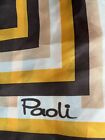 Vintage Paoli Brown Tan Yellow Square Acetate Scarf 26?x26? Made in Japan No Tag