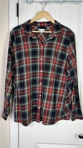 J Jill Tartan Plaid Button Down Shirt Size XL Normcore Cabin Core Women’s - Picture 1 of 9