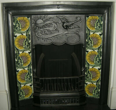 William De Morgan BBB Yellow Sunflower Kiln Fired Fireplace Tile Set (10 Tiles) • 238.44$
