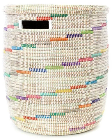 Fair Trade Made Flat Lid Storage Basket Storage Laundry Hamper - Senegal, Africa Cover