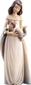 STATUA MATERNITÀ "LA TENEREZZA" CM 15 IN LEGNO DELLA VALGARDENA DECORATA A MANO - Imagen 1 de 1
