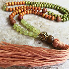 6mm Sandalwood Green Crystal Necklace 108 Buddha Beads Bracelet Healing Crystal