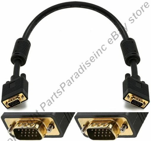 PARTS PARADISE 18" short SVGA/VGA Male-M Monitor/LCD/HDTV/TV/Projector Cable/Cord/Wire{4xShield