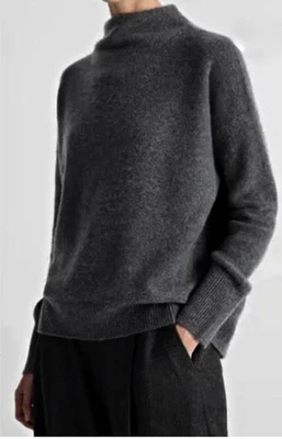 Suéter TAHARI 100 % 2 Capas Cachemira Hervida Cuello Embudo Manga Dolman Carbón XL Foto 1 de 4