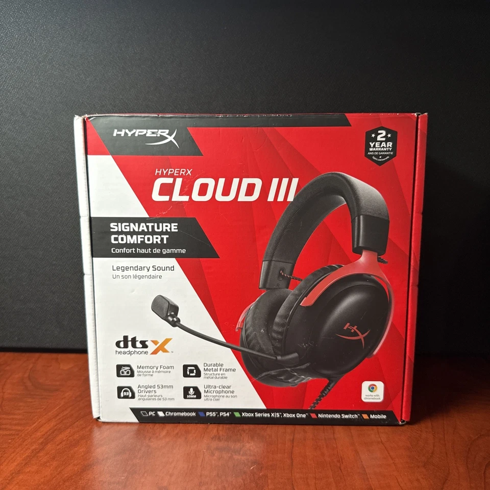 HyperX Cloud III Durable Comfort Gaming Headset DTS Spatial Audio White