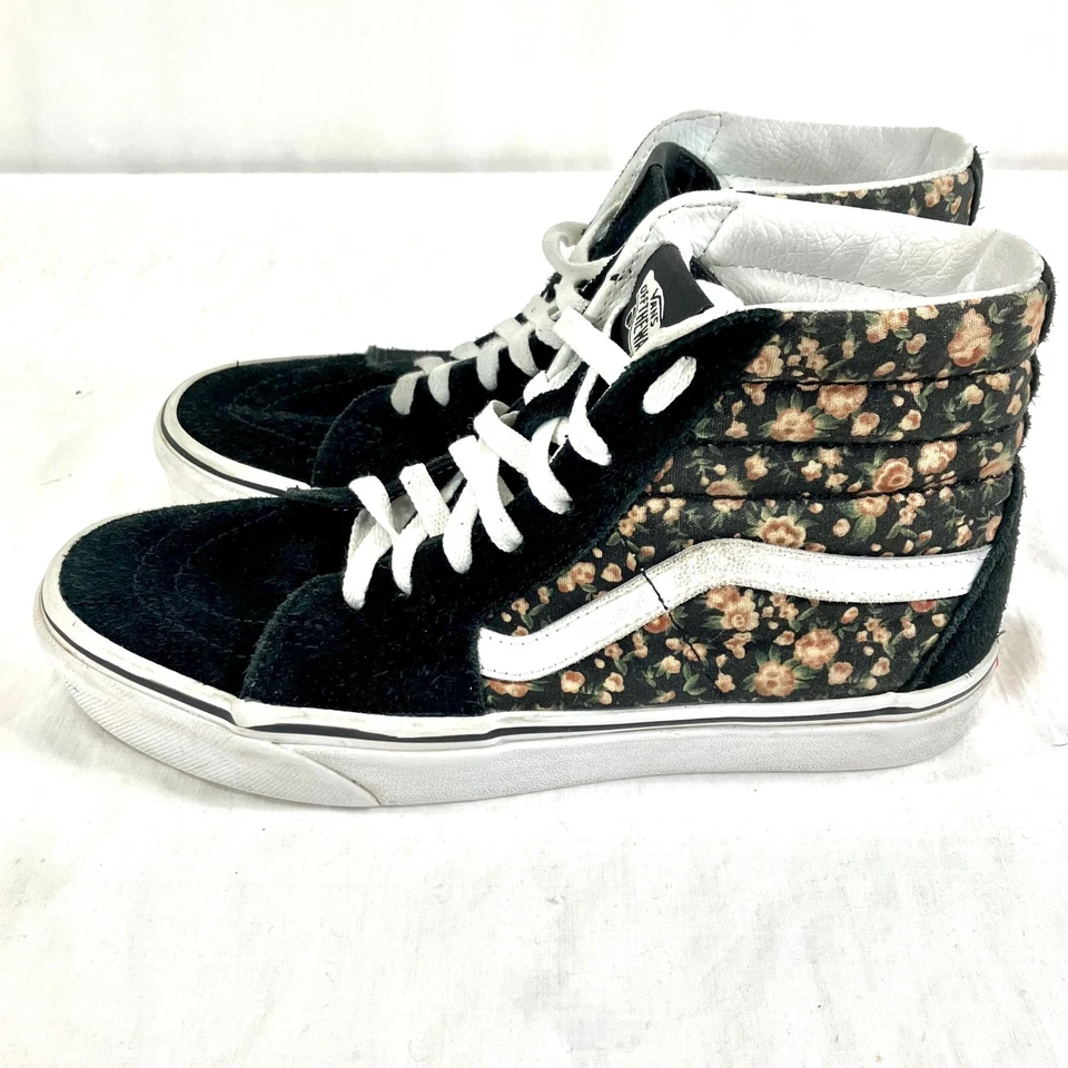 Zapatillas altas Vans Sk8 Hi negras con estampado floral para mujer talla 8,5 Foto 1 de 4