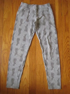 Gap Kids gray photo print BUNNY LEGGINGS 10 11 rabbit pet stretch pants black L - Picture 1 of 3