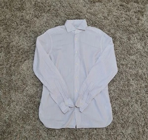 Ermenegildo Zegna Shirt Mens 15.5" Blue Striped Smart Dress Long Sleeve Work - Picture 1 of 11