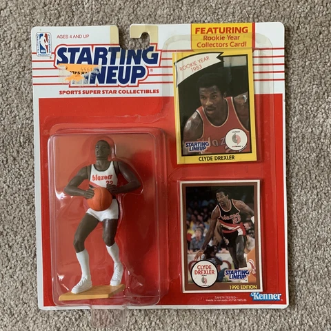 1990 Starting Lineup CLYDE DREXLER #22 Utah Jazz 1983 Rookie Year Card Cover