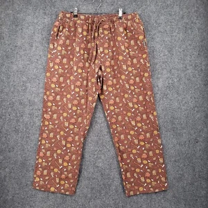 Eddie Bauer Pajama Pants Mens Large Brown Sleepwear Lounge Graphic Elastic Waist - Picture 1 of 12