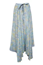 Boho Gypsy Vintage Uneven Skirt Full Flare Silk Printed BEACH Maxi Skirts ML
