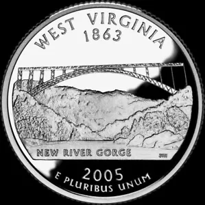 A 2005 S West Virginia 90% SILVER Deep Cameo "PROOF" State Quarter US Mint Coin - Picture 1 of 3