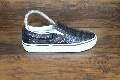 VANS Negro Lentejuelas Sin Cordones Patinaje Informal Zapatos Tenis 721454 Para Mujer Talla 5.5 Foto 1 de 4