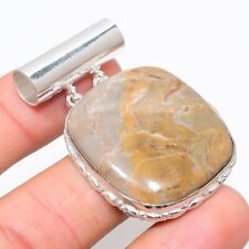 Skamielina "Koralowy kamień szlachetny Ręcznie robiona srebrna biżuteria wisiorek 1,97" q220