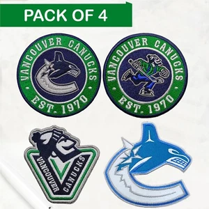 4Pcs Vancouver Canucks NHL Team Logo Iron On Patch-Sew Patch-Embroidered Patch - Foto 1 di 17